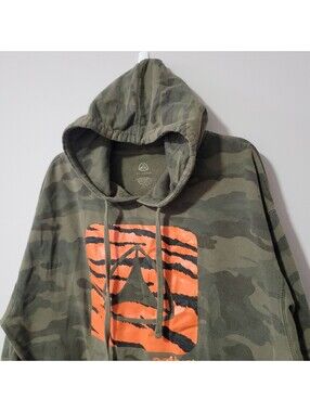 Active Ride Shop Hoodie Mens XXL Green Camo Orange Logo Graphic Skate Streetwear